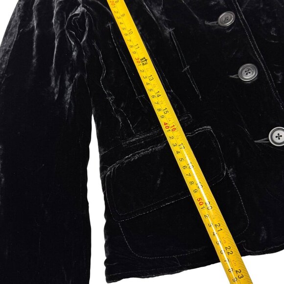Anthropologie Odille Black Velvet Blazer SZ L Silk Gothic Victorian Vampire - Picture 10 of 14